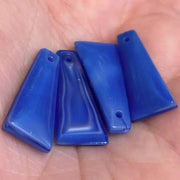 4 Vintage Blue Creamy Glass Pendants - Sea Beads