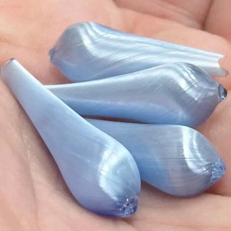 4 Vintage Blue German Hand Blown Silk Glass Pendants - Sea Beads