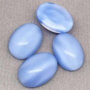 4 Vintage Blue German Moonglow Oval Glass Cabochons - Sea Beads