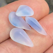 4 Vintage Blue Givre German Pear Glass Stones - Sea Beads