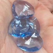 4 Vintage Blue Heart Glass Pendants - Sea Beads