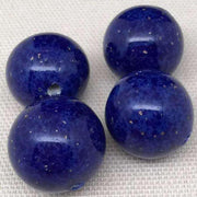 4 Vintage Blue Lapis Japan Round Glass Beads - Sea Beads