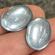 4 Vintage Blue Light Sapphire Oval Glass Cabochons - Sea Beads