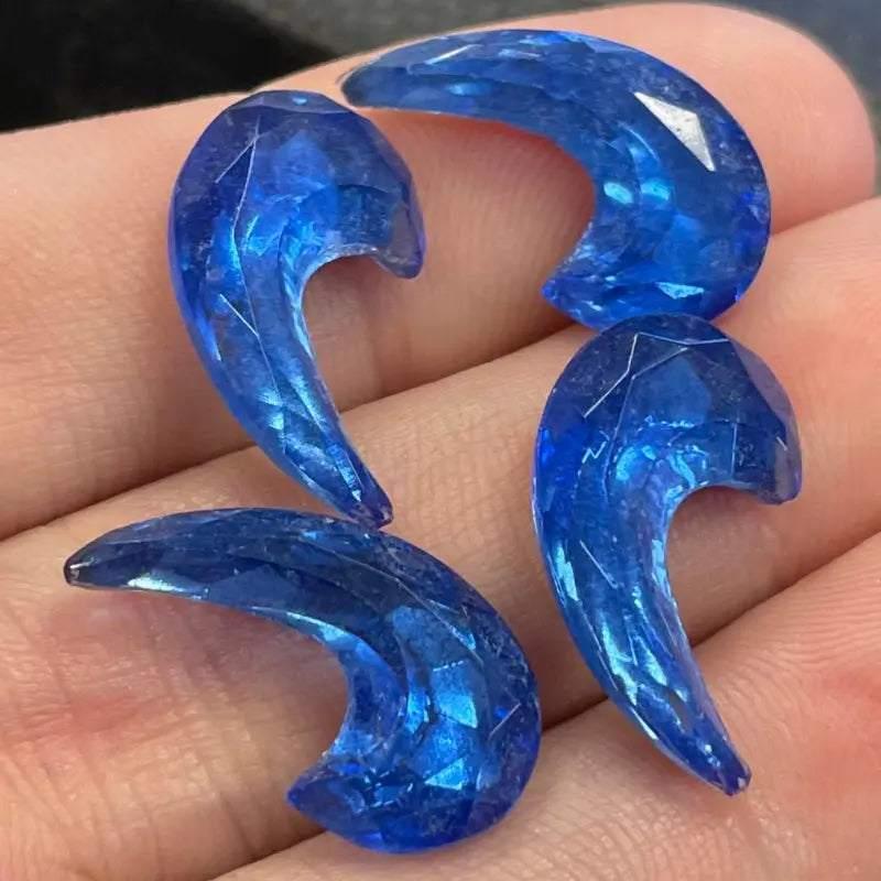 4 Vintage Blue Sapphire Glass Stones - Sea Beads