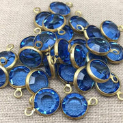 4 Vintage Blue Sapphire Swarovski 47ss One Loop Chanels - Sea Beads