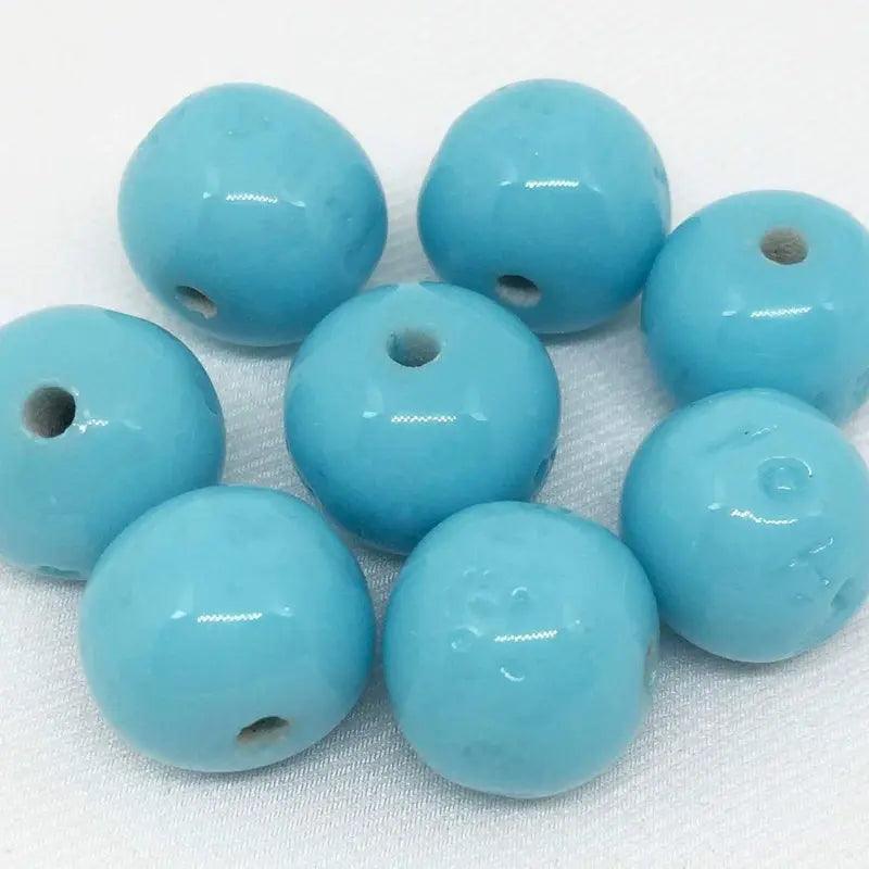 4 Vintage Blue Turquoise Japan Baroque Glass Beads - Sea Beads