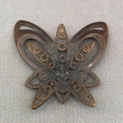 4 Vintage Brass Aged Metal Butterfly Components - Sea Beads