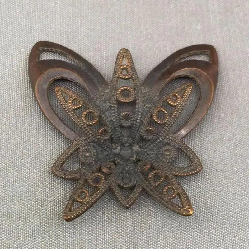 4 Vintage Brass Aged Metal Butterfly Components - Sea Beads