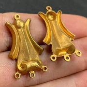 4 Vintage Brass Art Deco Era Connectors - Sea Beads
