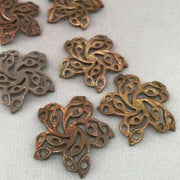 4 Vintage Brass Cast Aged Star Flower Metal Components - Sea Beads