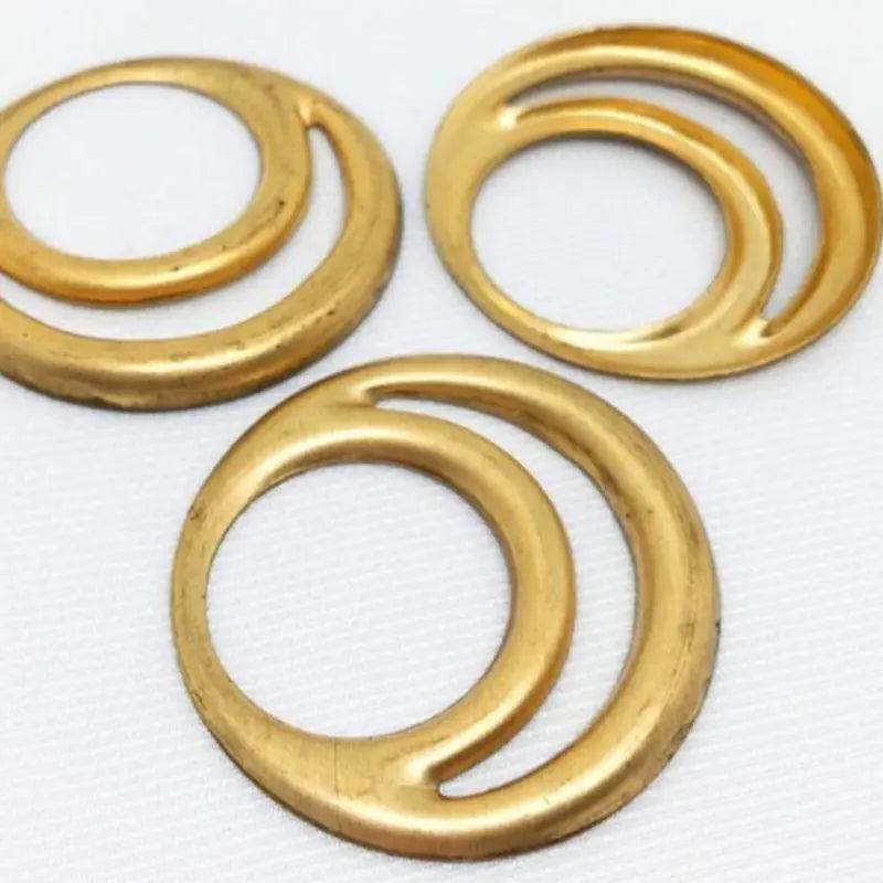 4 Vintage Brass Double Loop Round Metal Stampings - Sea Beads