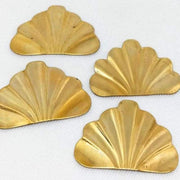 4 Vintage Brass Feather Fan Metal Stampings - Sea Beads
