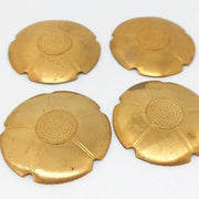 4 Vintage Brass Flower Domed Stampings - Sea Beads