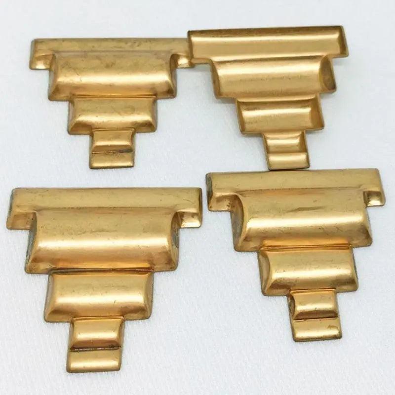 4 Vintage Brass Graduated Metal Stampings - Sea Beads