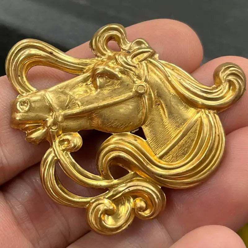 4 Vintage Brass Horse Metal Stampings - Sea Beads