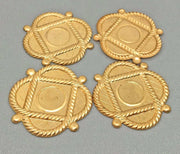 4 Vintage Brass Ornate Metal Stampings - Sea Beads