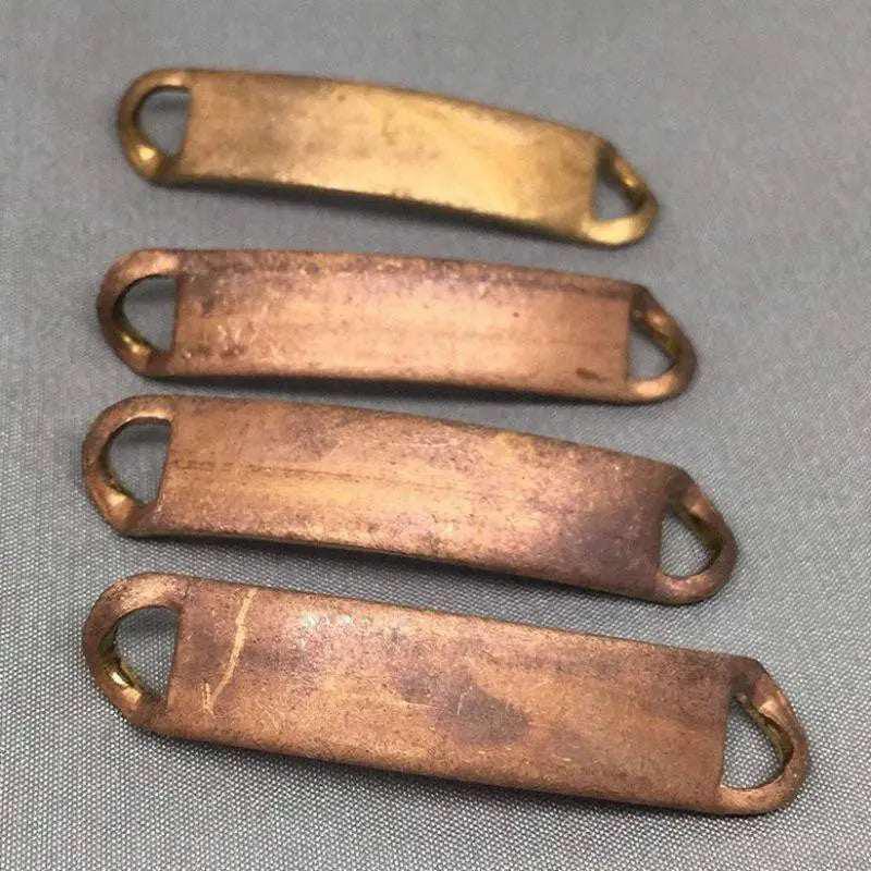 4 Vintage Brass Name Tag Metal Connectors - Sea Beads