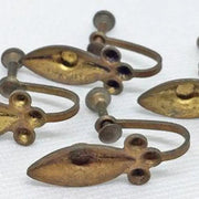 4 Vintage Brass Navette Stone Setting Earrings - Sea Beads