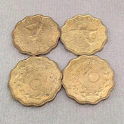 4 Vintage Brass Paraguay Currency Metal Coins - Sea Beads