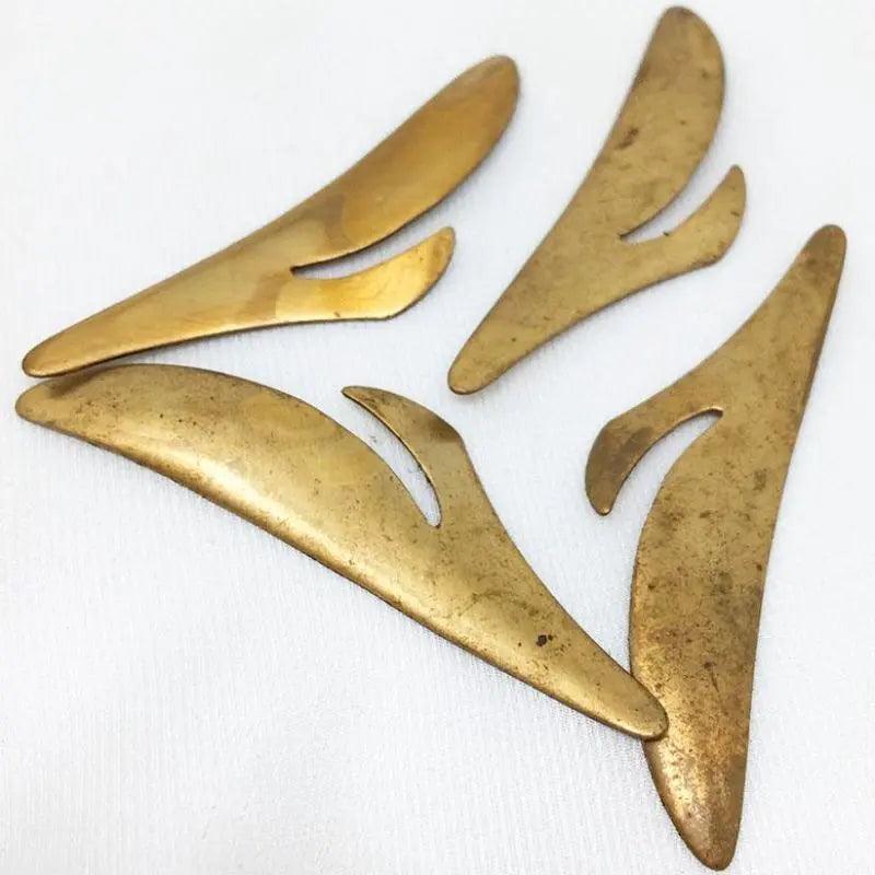4 Vintage Brass Petal Leaf Metal Stampings - Sea Beads