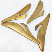 4 Vintage Brass Petal Leaf Metal Stampings - Sea Beads