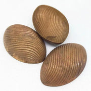 4 Vintage Brass Ribbed Domed Oval Metal Components - Sea Beads