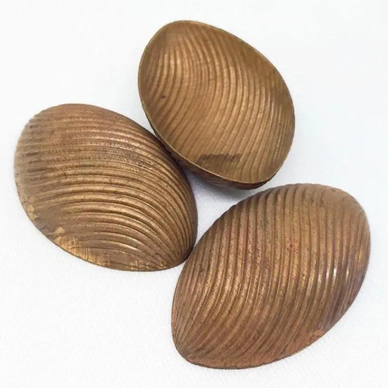 4 Vintage Brass Ribbed Domed Oval Metal Components - Sea Beads