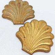 4 Vintage Brass Shell Metal Stampings - Sea Beads