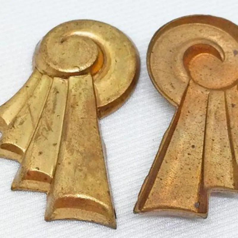 4 Vintage Brass Spiral Ribbon Stampings - Sea Beads