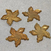 4 Vintage Brass Starfish Stamping Metal Components - Sea Beads