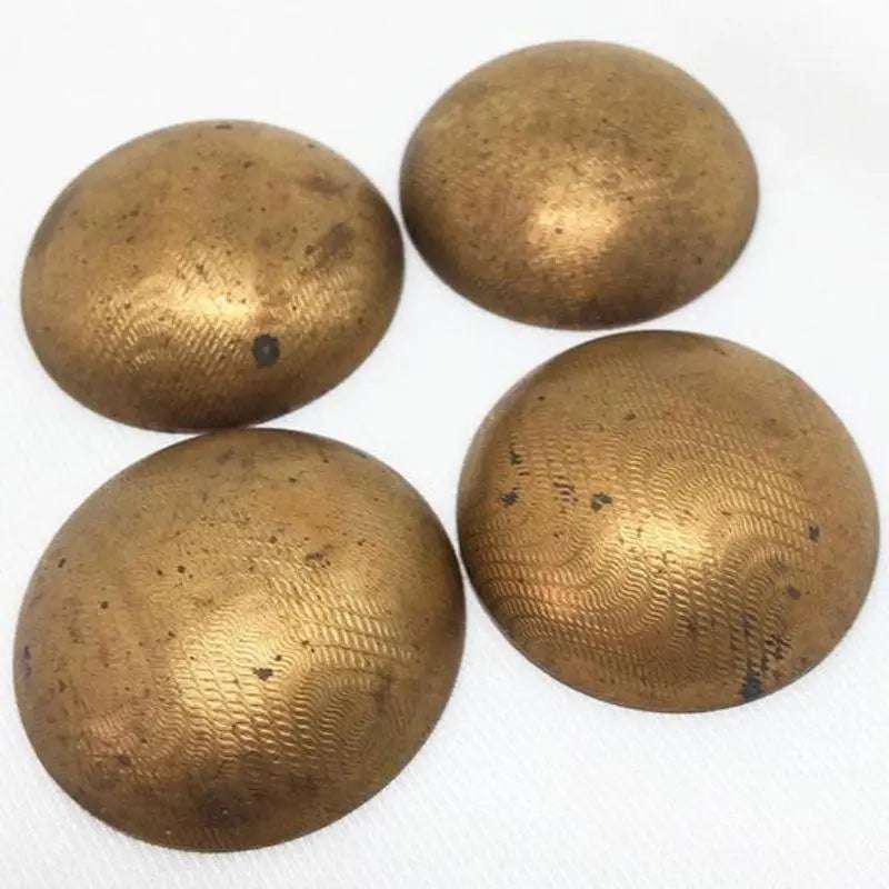 4 Vintage Brass Textured Domed Round Metal Components - Sea Beads