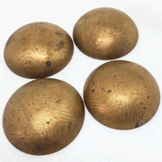 4 Vintage Brass Textured Domed Round Metal Components - Sea Beads