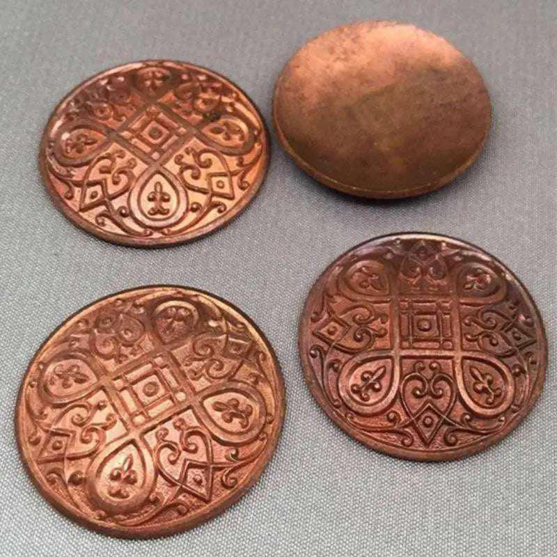 4 Vintage Brass Tombac Domed Round Castings - Sea Beads