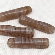 4 Vintage Brown Austrian Striped Tube Glass Beads - Sea Beads