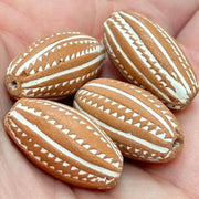 4 Vintage Brown Peruvian Striped Oval Beads - Sea Beads