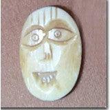 4 Vintage Carved Face Bone Pendants - Sea Beads