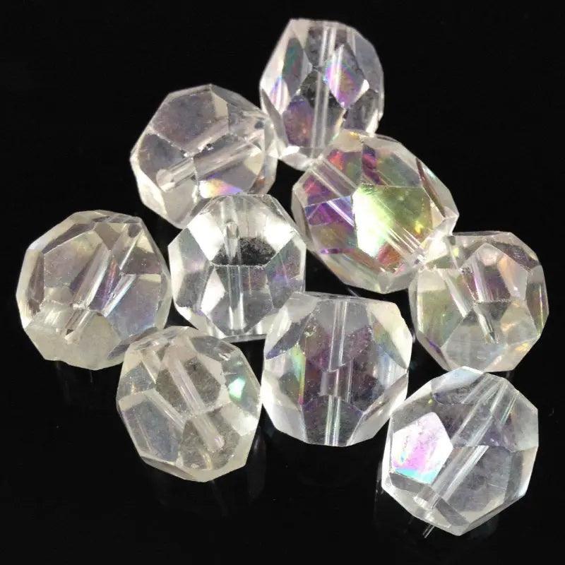4 Vintage Clear AB Faceted Glass Beads - Sea Beads