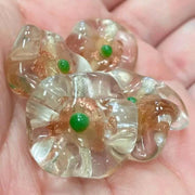 4 Vintage Copper Aventurine Clear Glass Beads - Sea Beads