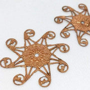 4 Vintage Copper Plated Paisley Filigree Metal Components - Sea Beads