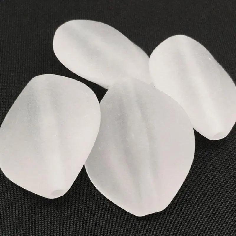 4 Vintage Frosted Clear German Lucite Beads