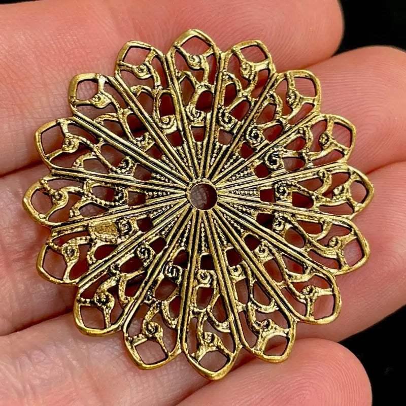 4 Vintage Gold Antiqued Filigree Pieces - Sea Beads