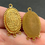 4 Vintage Gold Plated Etched Metal Pendants - Sea Beads