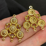 4 Vintage Gold Plated Fancy Connector Pendants - Sea Beads