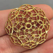 4 Vintage Gold Plated Filigree Pieces - Sea Beads