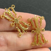 4 Vintage Gold Plated Multi Strand Connecters - Sea Beads