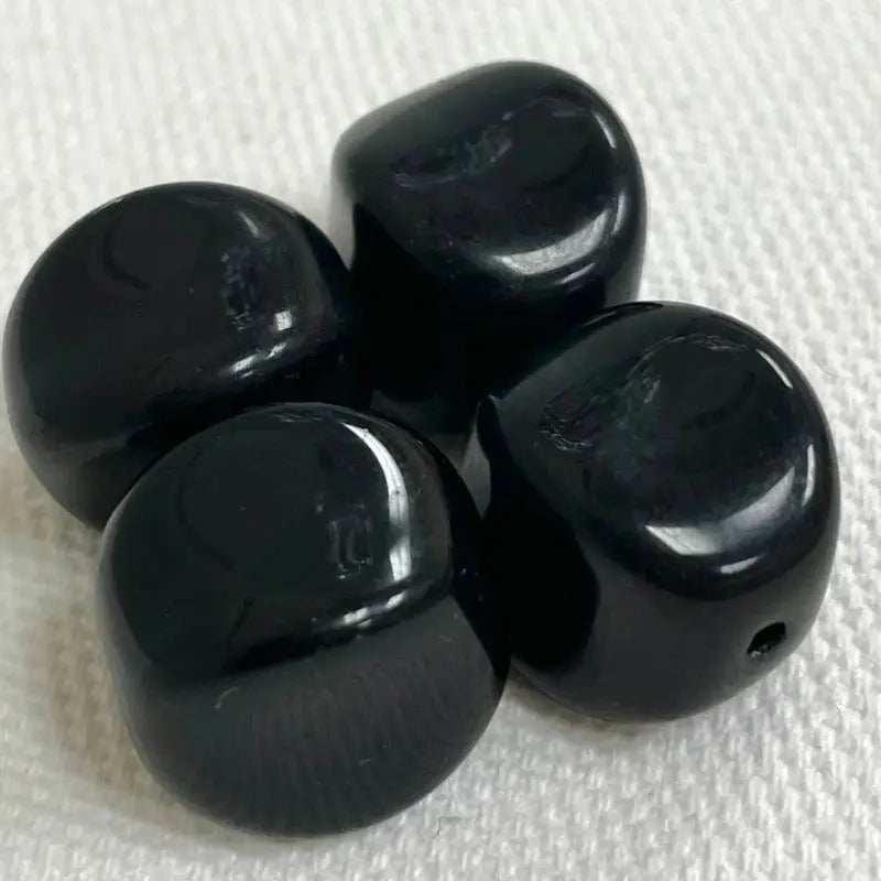 4 Vintage Green Emerald Dark Czech Glass Beads - Sea Beads