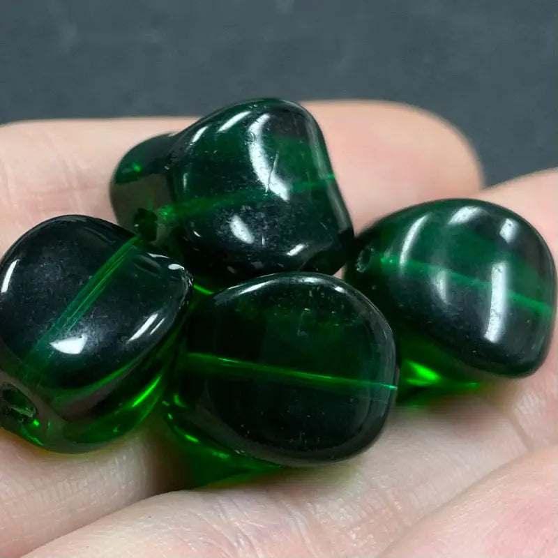 4 Vintage Green Emerald Mixed Czech Glass Beads - Sea Beads