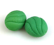 4 Vintage Green German Matte Carved Oval Glass Beads - Sea Beads
