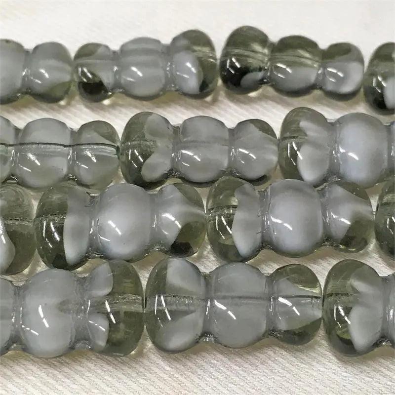 4 Vintage Grey Givre German Graduated Glass Beads - Sea Beads