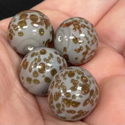 4 Vintage Grey Japan Mottled Round Glass Beads - Sea Beads